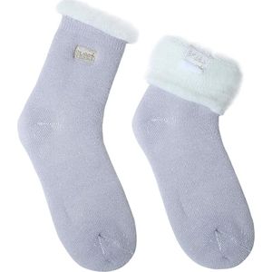 Dames Thermische Sokken van Wol - Warme Gevoerde Gebreide Winter Sokken- Huissokken - Binnen Sokken - Maat EU 36-42 - Paars