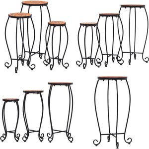 vidaXL Bijzettafels mozaïek 3 st keramiek terracottakleurig - Tafeltje - Tafeltjes - Tafel - Tafels