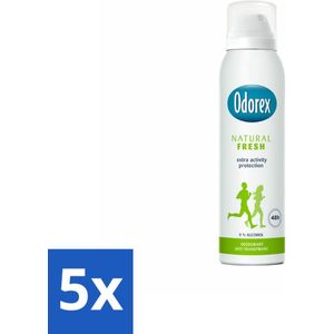5 x Odorex Deodorant Spray Natural Fresh 150 ml - Langdurige Bescherming - Frisse Geur - Deodorant 150 Ml