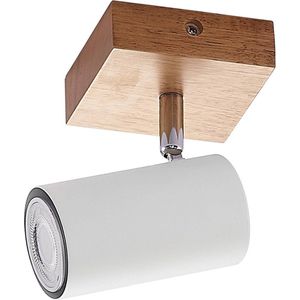 Lindby - buitenspot - 1licht - ijzer, rubberhout - H: 11.6 cm - GU10 - licht hout, wit, chroom