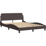 vidaXL - Bedframe - zonder - matras - stof - donkerbruin - 140x200 - cm