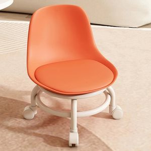 Kruk-Kruk Draaibare 360°-Lage kruk met wielen-duurzaam kruk verdikking zitkussen eenvoudige zachte kruk-Gemakkelijk Verplaatsbaar-(ORANJE).