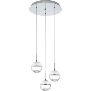 EGLO Montefio 1 - Hanglamp - 3 Lichts - LED - Chroom - Glas, Kristal - Wit, Helder