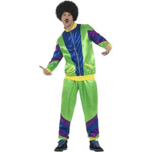 Smiffy's - Jaren 80 & 90 Kostuum - Foeilelijk Jaren 80 Retro Trainingspak - Man - Groen - Large - Carnavalskleding - Verkleedkleding