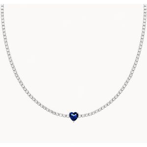White Basis - Tennis Ketting - Zilver - Rhodium Plated 925 Sterling Zilver - 38cm