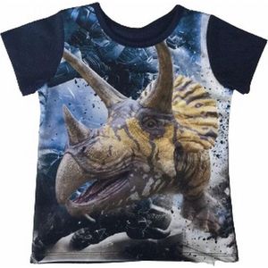 S&C dinosaurus t-shirt - Dino shirt - Triceratops - donkerblauw - maat 134/140 (12)