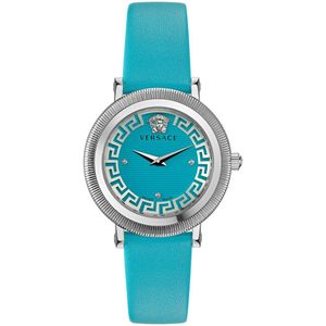 Versace Greca Flourish VE7F00123 Horloge - Leer - Blauw - Ø 35 mm