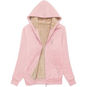 Hoodie voor Dames - Gevoerde Winter Fleece Sweatjack met Capuchon - Lange Mouwen en Volledige Ritssluiting