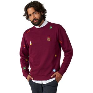 OppoSuits X-Mas Icons - Burgundy - Heren Kerst Sweater - Kersttrui Mannen - Kerst - Rood - Maat XL