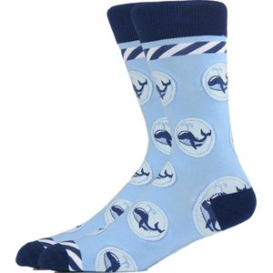 Walvis Sokken - Leuke sokken dames/heren - maat 39-45 - Dieren/Water/Blauw