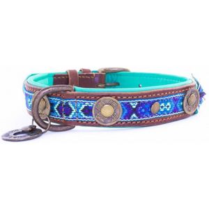 Dwam Halsband Boho Juan Blauw&Turquoise - Hondenhalsband - 29-33x2.5 cm
