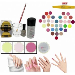 Guardian Beauty Acrylpoeder Set - 3 Kleuren - 27g - Limoen, Transparent en Fuscia Roze - Met Accessoires