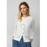 s.Oliver - Gebreid Vest - Wit - V-hals - Driekwart Mouw