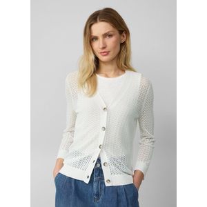 s.Oliver - Gebreid Vest - Wit - V-hals - Driekwart Mouw