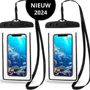Narvie 2 Stuks Waterdichte Telefoon Hoes - Waterproof Bag - Case / Pouch / Zak - Universeel - Geschikt voor alle Smartphones - tot 6 Inch - Volledig Transparant - Zwart