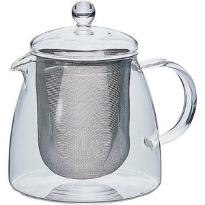 Glazen Theepot - 4 Koppen - Wit - Voor Theeliefhebbers