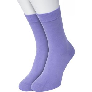 Bonnie Doon Basic Sokken Dames Lila Paars maat 36/42 - 2 paar - Basis Katoenen Sok - Gladde Naden - Brede Boord - Uitstekend Draagcomfort - Perfecte Pasvorm - 2-pack - Multipack - Effen - Licht Paars - Lichtpaars - Lilac - OL834222.268