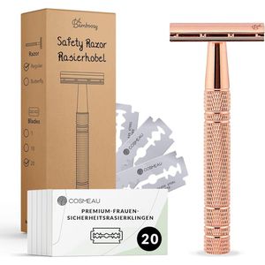 Veiligheidsscheermes voor Dames - Duurzaam Aluminium Scheermes voor Natscheren met 20 Premium Mesjes