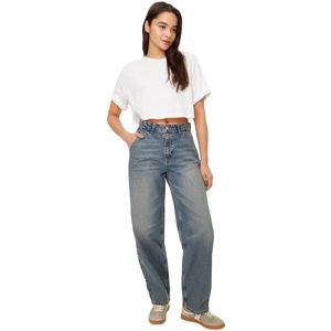 Trendyol Donkerblauwe, Vervaagde Vintage Lage Taille Losse Baggy Jeans Twoss24Je00052