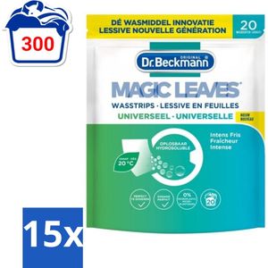 Dr. Beckmann - Magic Leaves Universeel - Wasstrips - Witte en Gekleurde Was - 20 Wasbeurten - Bulkverpakking - 15 stuks