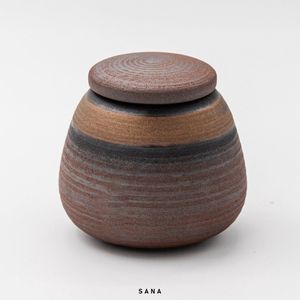 Bali urn - bruin - 250ML - hoogwaardig keramiek - SANA - moderne urn - crematie urn - as urn - huisdieren urn - urn hond - urn kat - menselijk as - familie urn - urn voor as volwassen - urne - urne hond - urnen - urne volwassenen - urn kat – mini urn