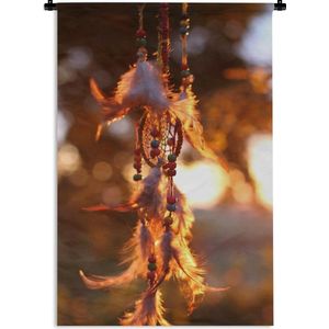 Wandkleed - Wanddoek - Een dromenvanger tijdens een zonsondergang - 60x90 cm - Wandtapijt