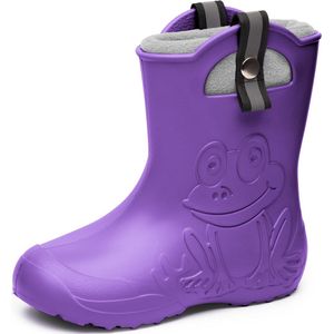 Ladeheid Kinder Regenlaarzen – Lichtgewicht Rubberen – Laarzen – Thermovoering – Meisjes – Jongens – Antislip – Regenlaarzen – Kinder – Lila – 26/27 - LA-CA-Frog245