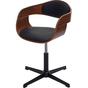 Bureaustoel MCW-H46, bureaustoel, in hoogte verstelbaar draaimechanisme gebogen hout ~ walnoot look, kunstleer zwart