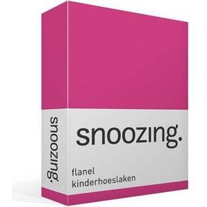 Snoozing - Flanel - Kinderhoeslaken - Ledikant - 60x120 cm - Fuchsia