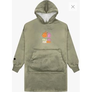 Woody Studio oversized hoodie velours - kakigroen - 242-12-YXL-V/753 - kinderen one size