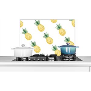 Spatscherm keuken 70x50 cm - Kookplaat achterwand Ananas - Fruit - Patronen - Muurbeschermer - Spatwand fornuis - Hoogwaardig aluminium