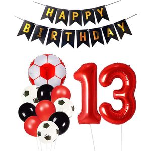 Cijfer Ballon 13 | Snoes Champions Voetbal Plus - Ballonnen Pakket | Rood en Zwart