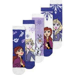 Disney - Frozen - Sneakersokken - Paars/Wit - Verpakking van 5 stuks