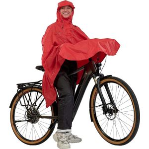 Fietsponcho rood waterdicht ademend PFAS vrij - hoge kwaliteit 10.000mm 8.000g/M²