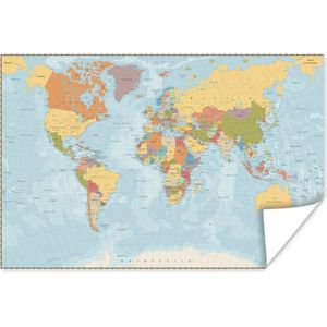 Wanddecoratie - Wereldkaart - Kleuren - Atlas - 60x40 cm - Poster