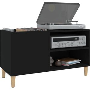 Platenspeler Meubel - LP-kast - Platenspelerkast - Draaitafelstandaard - Platenspelerstandaard - Vintage Displayplank - Zwart