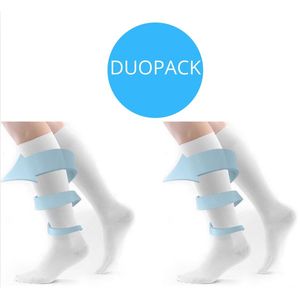 DUOPACK - Compressie sokken - Compressie Kousen - Sport Sokken - Hardloopsokken - Vliegtuig sokken - Steunkousen - Maat 42-46 - Wit
