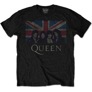 Queen - Vintage Union Jack Kinder T-shirt - Kids tm 10 jaar - Zwart