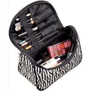 *** Make-up tasje met spiegel - Vakantie op Reis - Zebra - Een handig en stijlvol accessoire - van Heble® ***