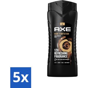 Axe XL - 3-in-1 Douchegel - Dark Temptation - Dark Chocolate - 12hrs Long Lasting Scent - 400 ml - Bulkverpakking - 5 stuks