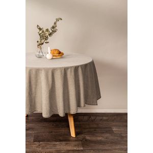 Tiseco Home Studio - Tafelkleed MYRNA - - 100% katoen - Gemakkelijk onderhoud, tijdloze elegantie - Dia 180 cm - Taupe
