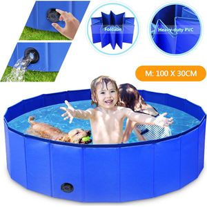 Gopetee GBM-03 Hondenbad - Opvouwbare hondenzwembad - Dierenzwembad - 100x30 cm - Zwembad voor Huisdieren - Blauw