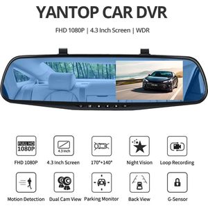 Dashcam - Dashcam Voor Auto - Dashcam Voor en Achter - Met Achteruitrijcamera - Full HD - 64 GB