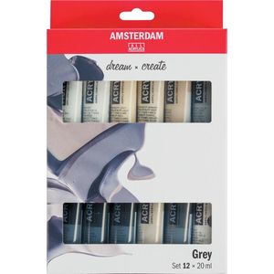Amsterdam Standard Series acrylverf grijze set | 12 × 20 ml