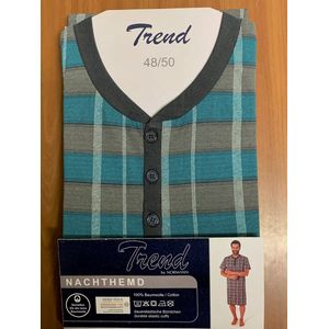 Trend heren nachthemd korte mouw 70496 - Blauw - 48-50