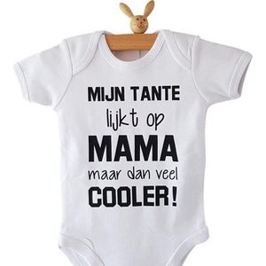 Baby Rompertje Mijn tante lijkt op mama maar dan veel cooler!  | Lange mouw | wit | maat 50/56  bekendmaking zwangerschap aankondiging cadeau voor de liefste aanstaande