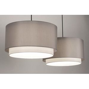 Lumidora Hanglamp 30860 - SHANNON - 2 Lichts - E27 - Zwart - Wit - Grijs - Metaal