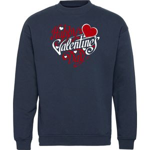Sweater Happy Valentines Day | valentijn cadeautje voor hem haar | valentijn | valentijnsdag cadeau | Navy | maat XL