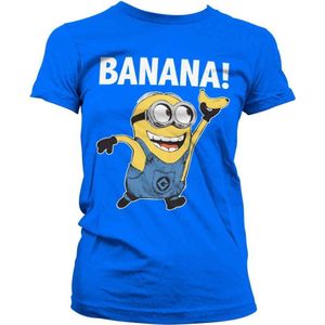 Minions Dames Tshirt -S- Banana! Blauw