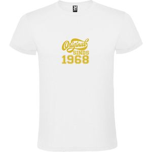 Wit T-Shirt met “Original Sinds 1968 “ Afbeelding Goud Size L